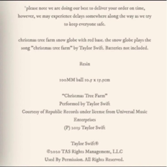 NEW Taylor Swift Christmas Tree Farm Snow Globe - Picture 12 of 12